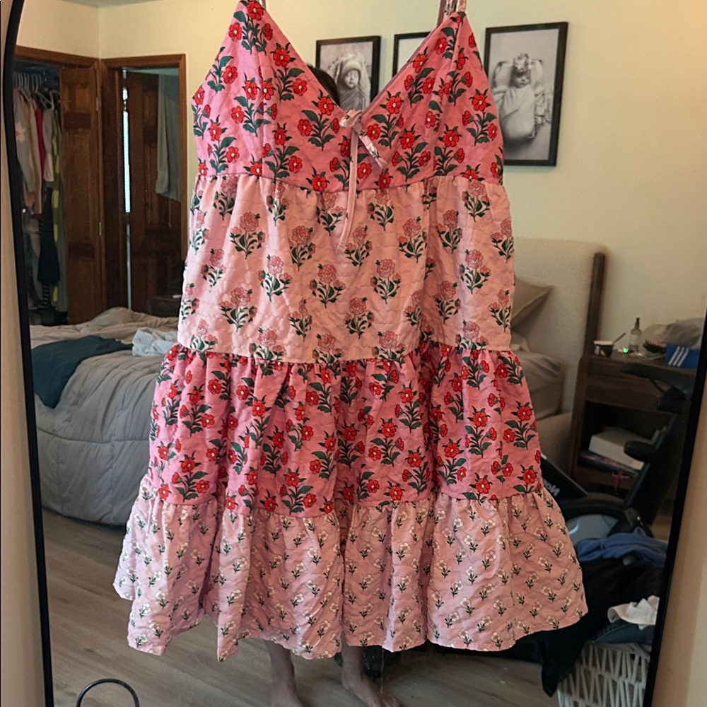 Altar'd State Pink Floral Tiered Dress